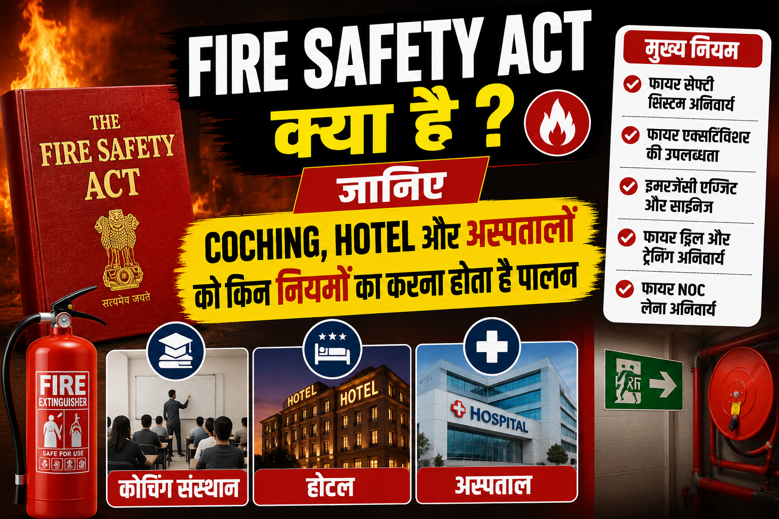 Fire Safety Act क्या है ? जानिए Coching, Hotel और अस्पतालों को किन नियमों का करना होता है पालन